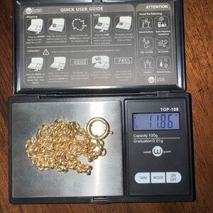 14k Real Gold Strong Thick Rolo Chain Necklace With 15mm Clasp for Charms 11+GMS